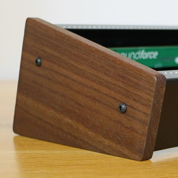 Angled walnut side panels